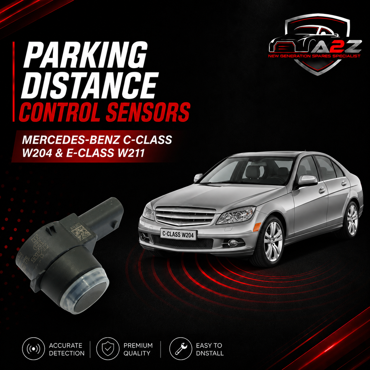 Parking Distance Control Sensors A2215420427 A2215420417 Compatible With MERCEDES-BENZ C-CLASS W204 & E-CLASS W211 & GL-CLASS X164 & S-CLASS W221 Tag-PS-02