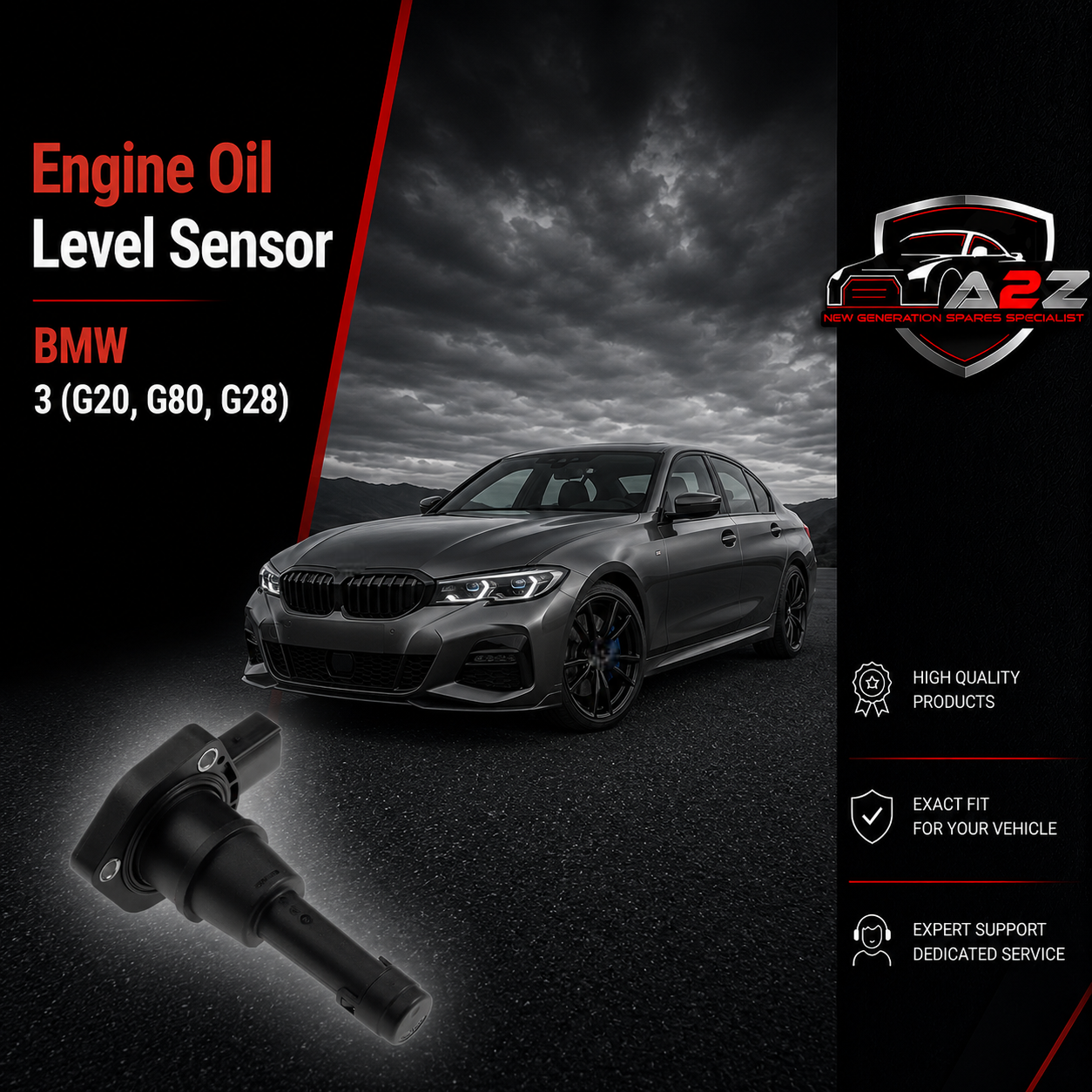 Engine Oil Level Sensor 12618638758 Compatible With BMW 3 (G20, G80, G28) 5 (G30, F90)6 Gran Turismo (G32) 7 (G11, G12)