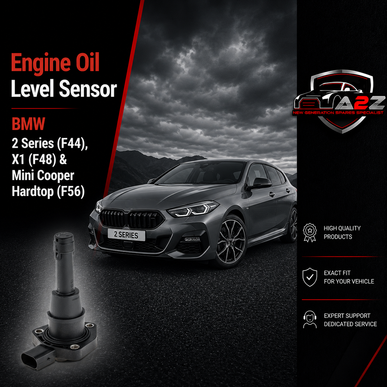 Engine Oil Level Sensor 12618638757 Compatible With BMW 2 Series (F44), X1 (F48) & Mini Cooper Hardtop (F56)