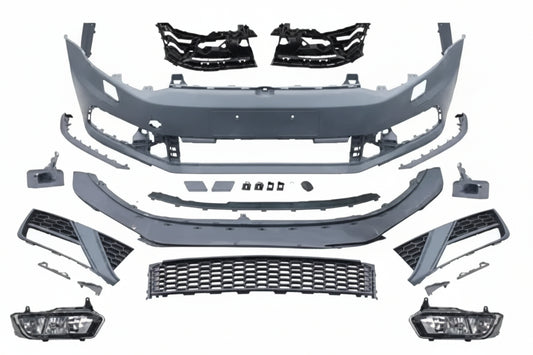 A To Z Compatible With Vw Volkswagen Polo 2010-2024 Upgrade Facelift Convert To Gti Line Style Front Bumper Bodykit Fog Lamp Light Grill Mesh Front CC-7222 (Shipping Cost Not Included In Price)