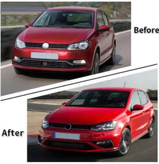 A To Z Compatible With Vw Volkswagen Polo 2010-2024 Upgrade Facelift Convert To Gti Line Style Front Bumper Bodykit Fog Lamp Light Grill Mesh Front CC-7222 (Shipping Cost Not Included In Price)