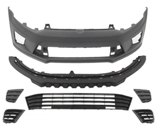 A To Z Compatible With Vw Volkswagen Polo 2010-2024 Upgrade Facelift Convert To R400 R Line Style Front Bumper Bodykit Fog Lamp Light Grill Mesh Front CC-7215 (Shipping Cost Not Included In Price)