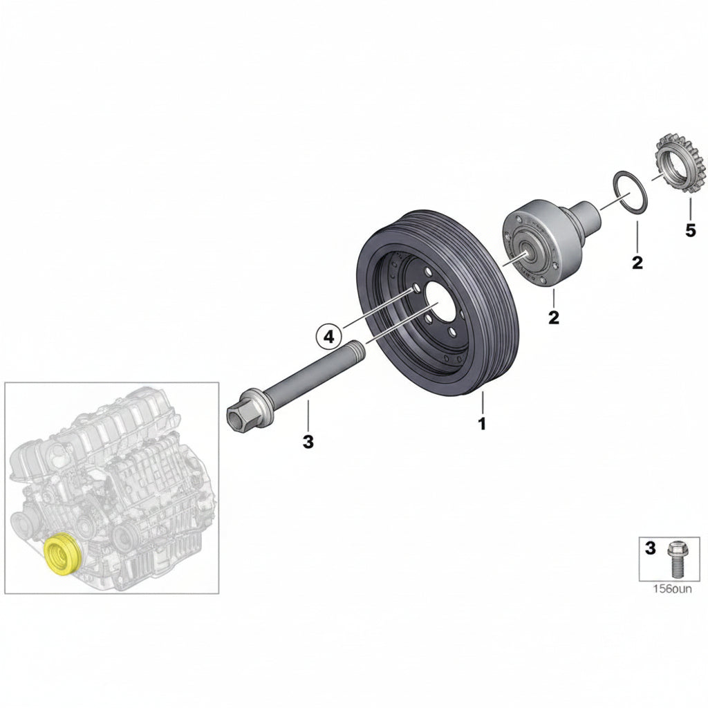Crankshaft Pulley 11237519629 Compatible With BMW 3 Series  (E90) & 5 Series  (E60) & X3 (E83) Tag-CP-03