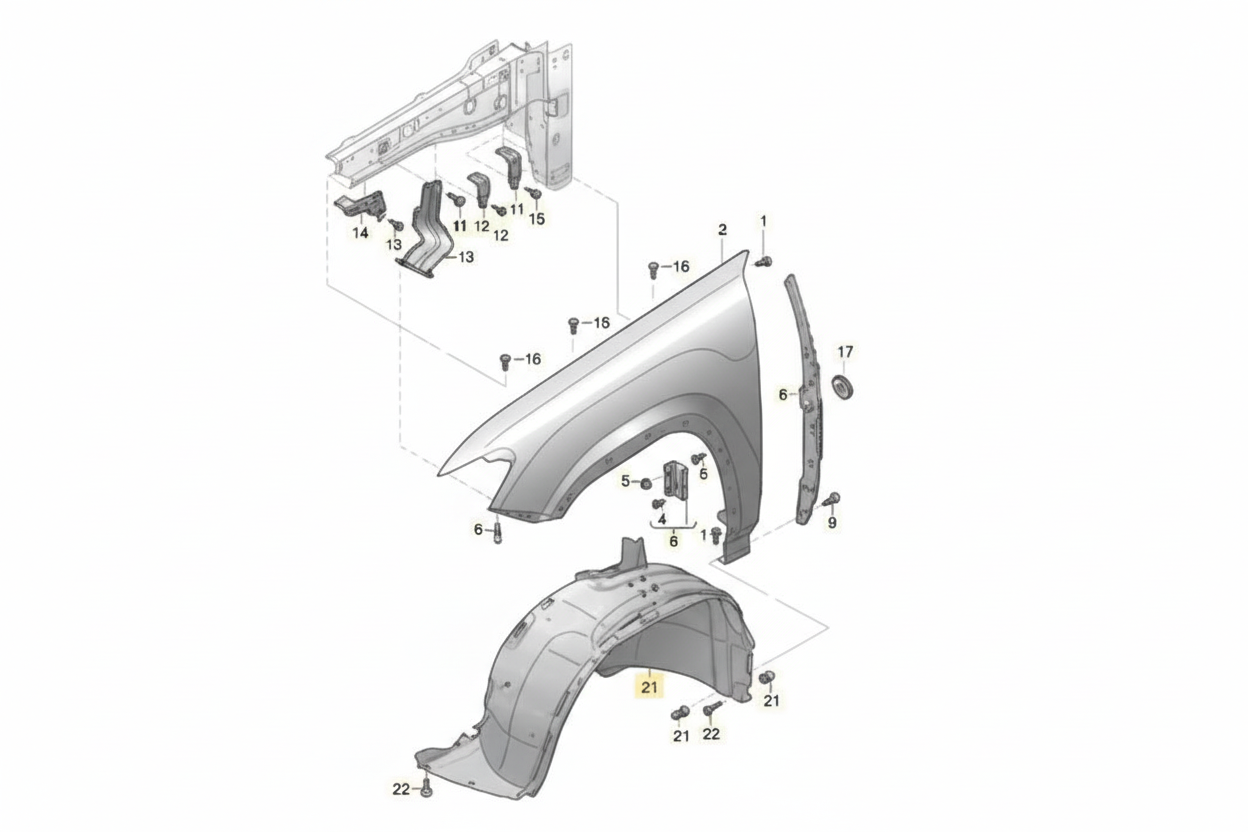 Front Left Fender Liner 3CN805911D Compatible With Volkswagen Atlas (2020-23)