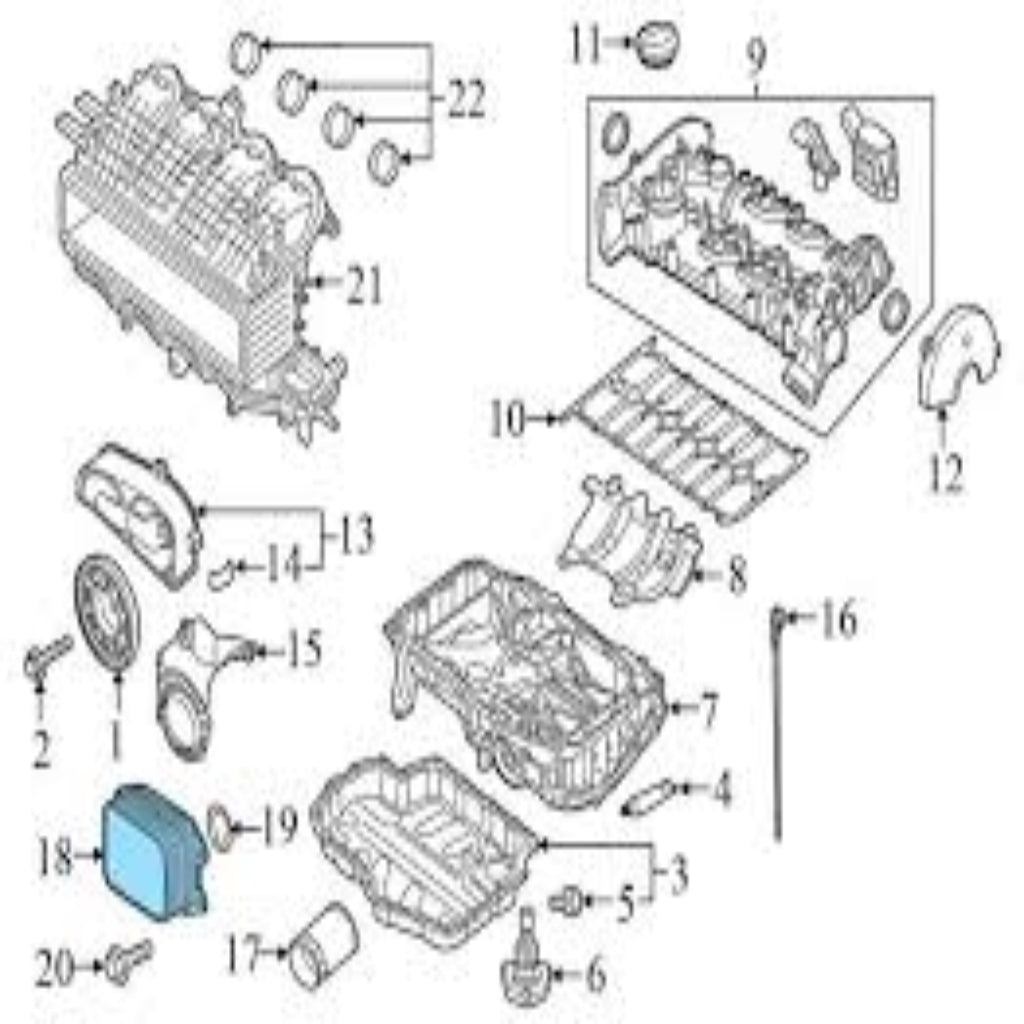 Oil Cooler 04E117021B 04E117021C 04E117021K Compatible With AUDI A4 B9 (8W2, 8WC) | A4 / S4 & Q3 (8UB, 8UG) &  SKODA OCTAVIA III (5E3, NL3, NR3) & VW BEETLE (5C1, 5C2) Tag-O-118