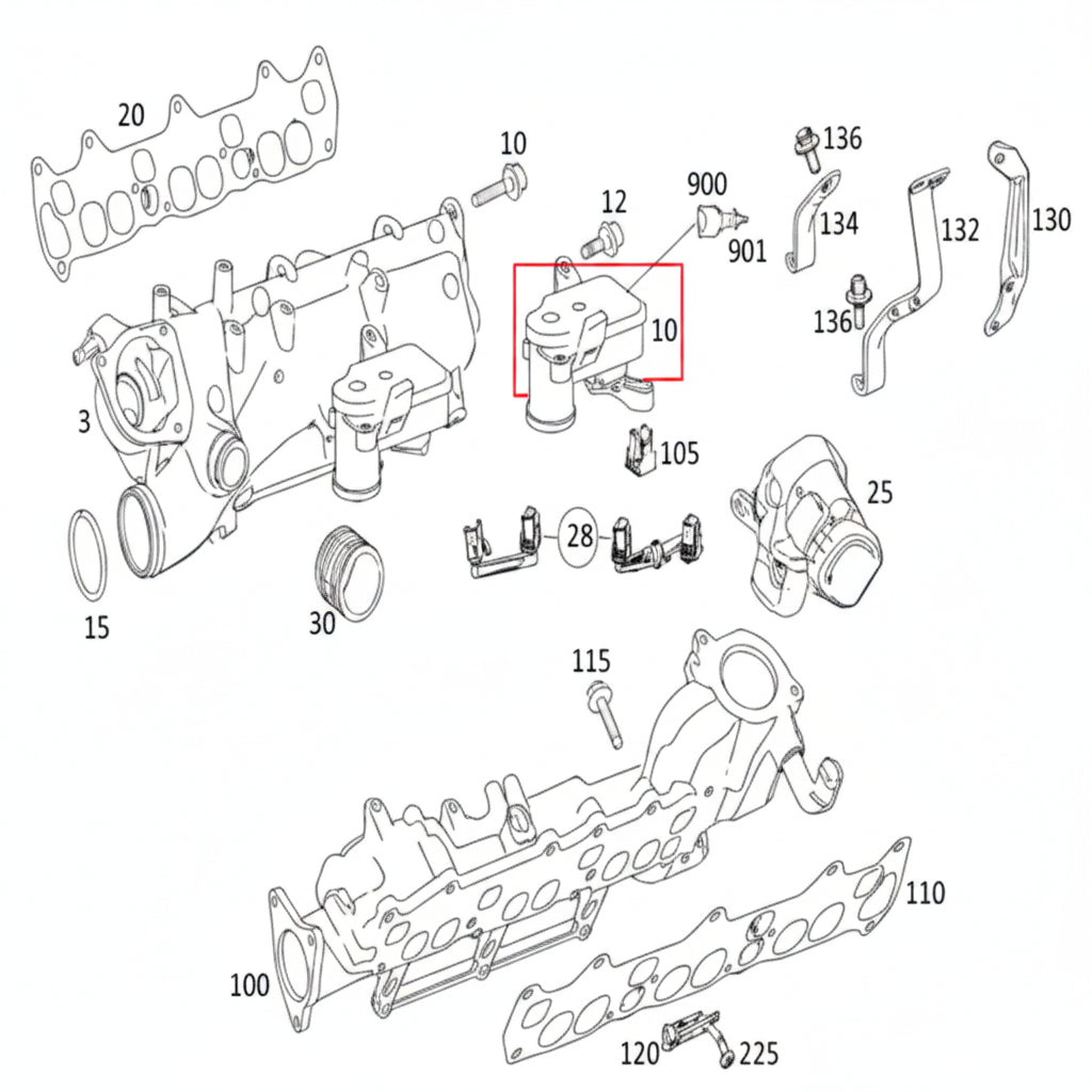 Engine Intake Manifold Actuator 6421500494 6421500094 6421500194 6421500294 6421500394 (642 Engine T-2) Compatible With MERCEDES BENZ CLS (C219) & E-CLASS (W211) & GL-CLASS (X164) & M-CLASS (W164) & S-CLASS (W221, V221)
