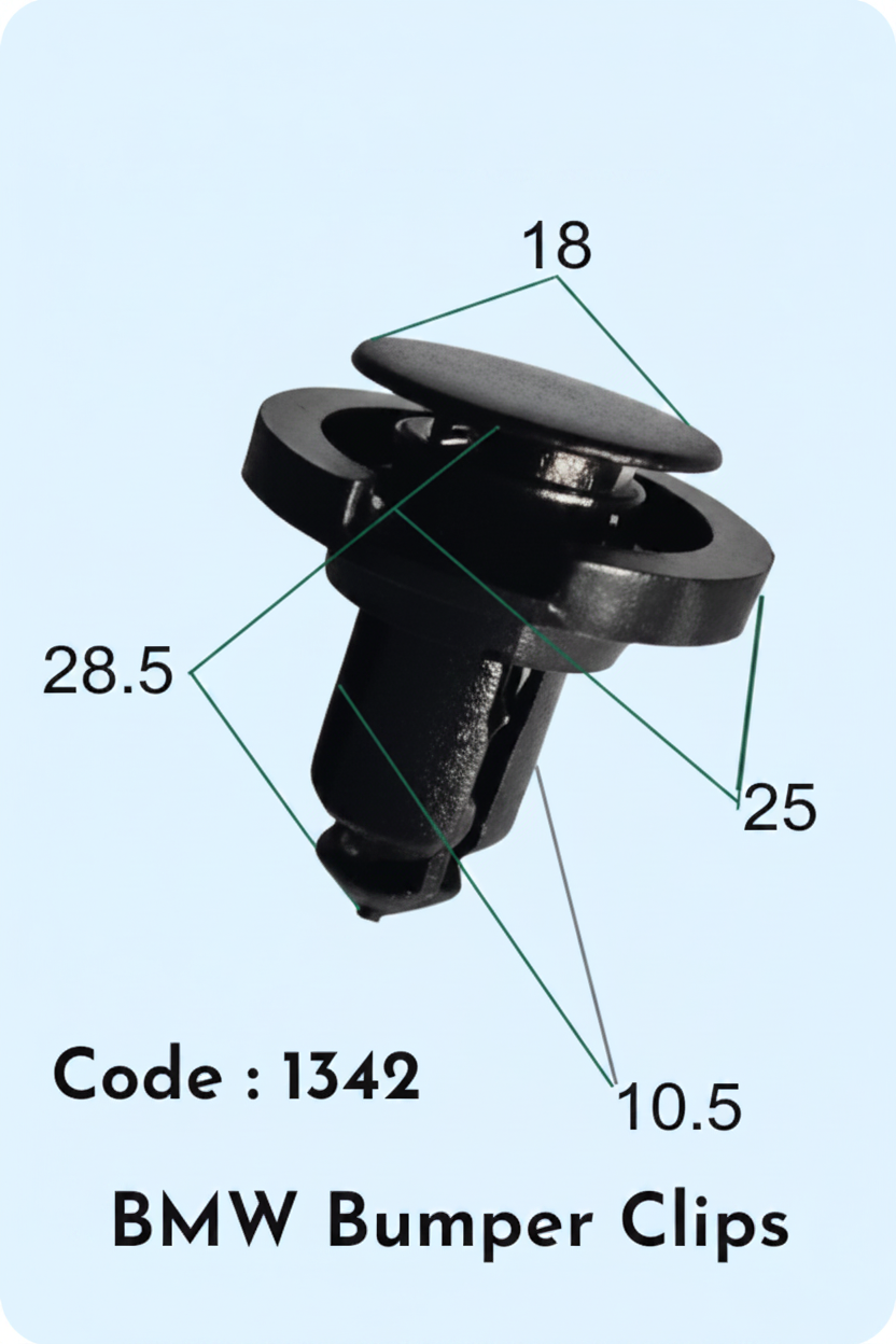 Bumper Clips (Set of 10) Code:486 Compatible With BMW