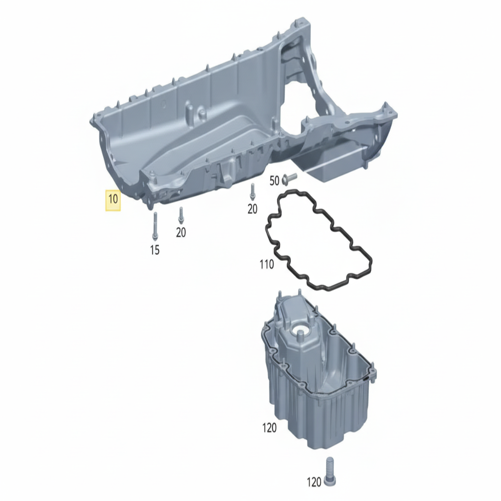 Oil Sump Pan  6510100528 A6510100528 Compatible With MERCEDES-BENZ C-CLASS W204 & CLS C218 & E-CLASS W212 Tag-OP-09