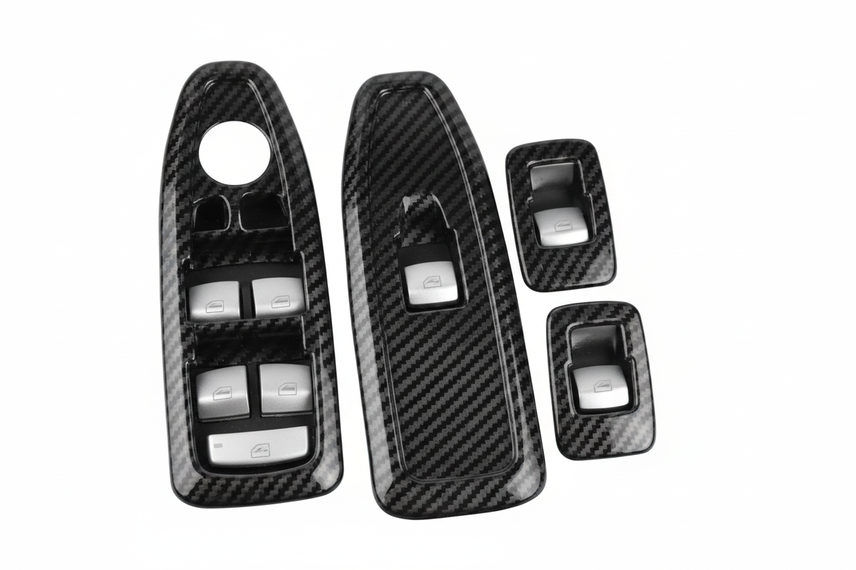 Carbon Fiber Front Armrest With Window Switch Cover Panel Set 51427289346 51427283835 51429208106 Compatible With BMW 3 Series F30