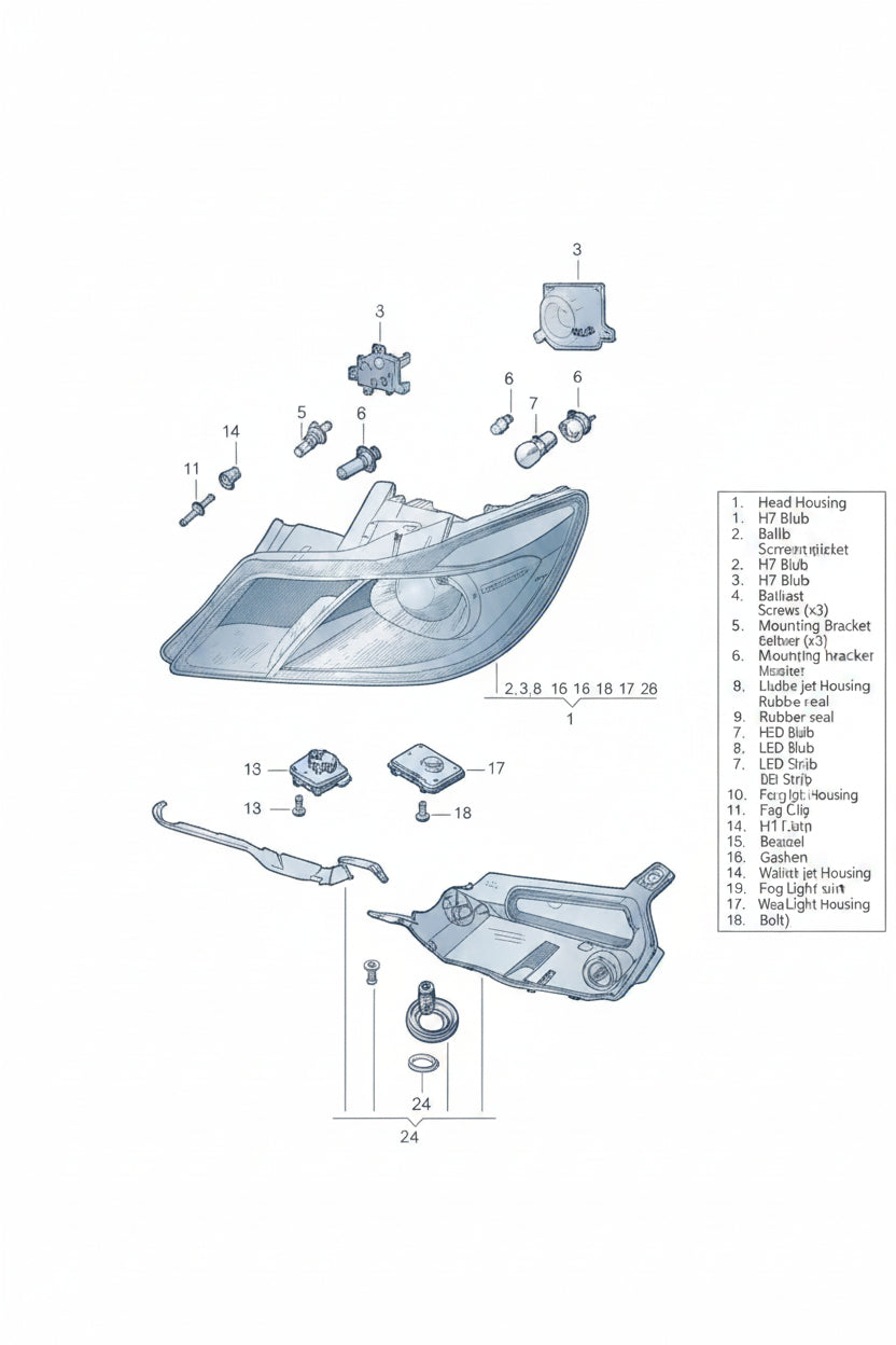 LED Headlight Daytime Running Light Module 3TD941329 Compatible With SKODA PASSAT/OCTVIA/SUPERB/YETI Tag No.263