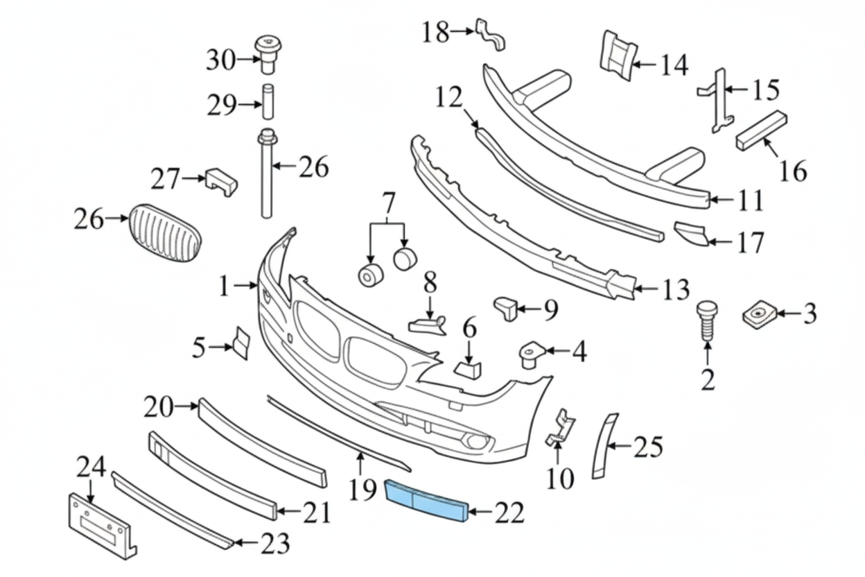 Front Bumper Grille Left 51117184149 & Right 51117184150 Compatible With BMW 7 Series (F01, F02, F03, F04) 2009-2012 Tag-BG-51