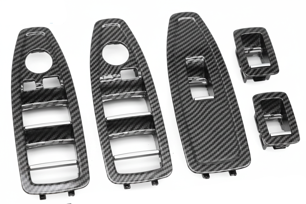 Carbon Fiber Front Armrest With Window Switch Cover Panel Set 51427289346 51427283835 51429208106 Compatible With BMW 3 Series F30