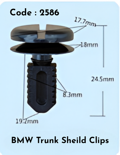 Trunk Sheild Clips (Set of 10) Code:2586 Compatible With BMW
