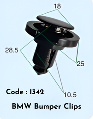 Bumper Clips (Set of 10) Code:1342 Compatible With BMW