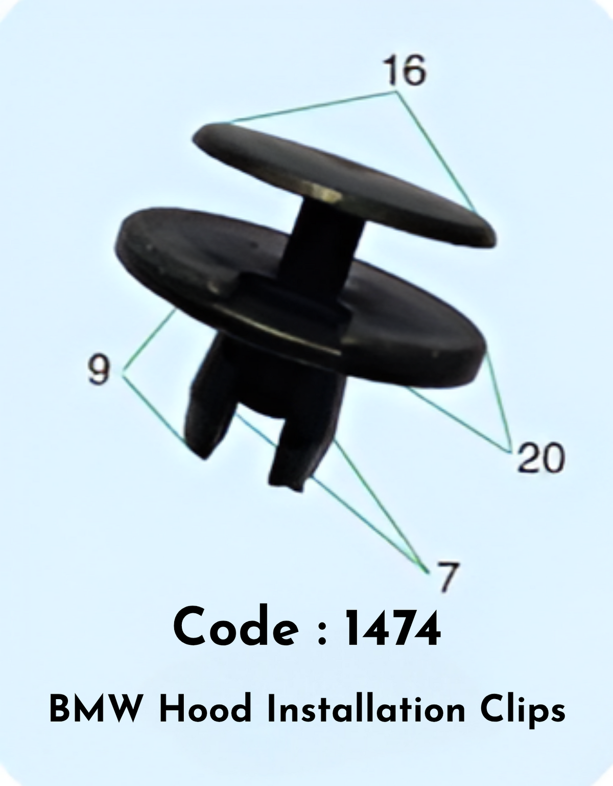Hood Instalation Clips (Set of 10) Code:1474 Compatible With BMW