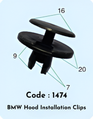 Hood Instalation Clips (Set of 10) Code:1474 Compatible With BMW