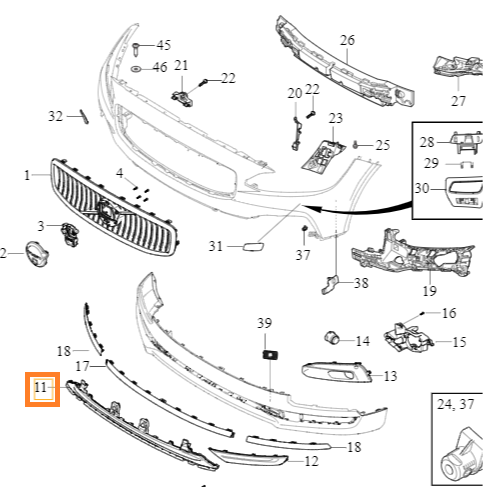Front Bumper Grill 32345376 Compatible With VOLVO S90 (2021-2024) Tag No.215