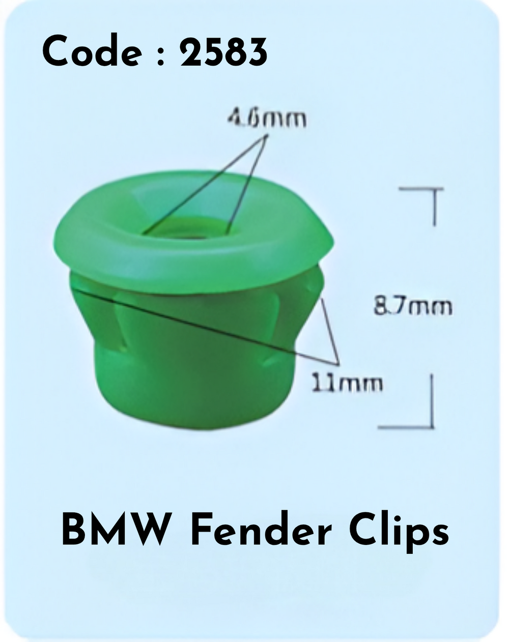Fender Clips (Set of 10) Code:2583 Compatible With BMW