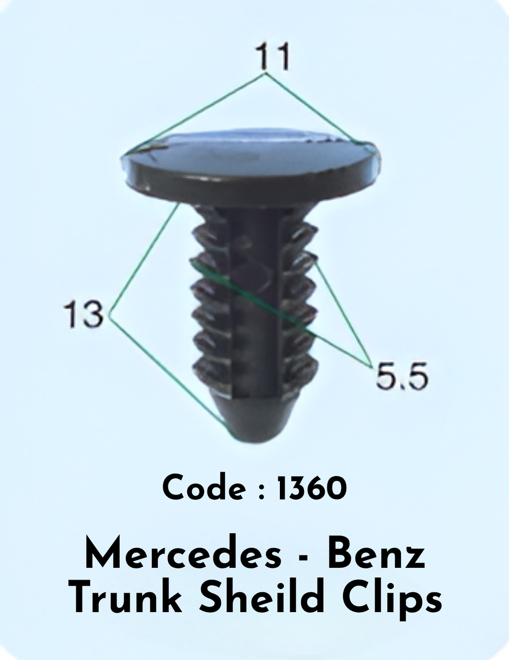 Trunk Sheild Clips (Set Of 10) Code:1360 Compatible With Mercedes Benz