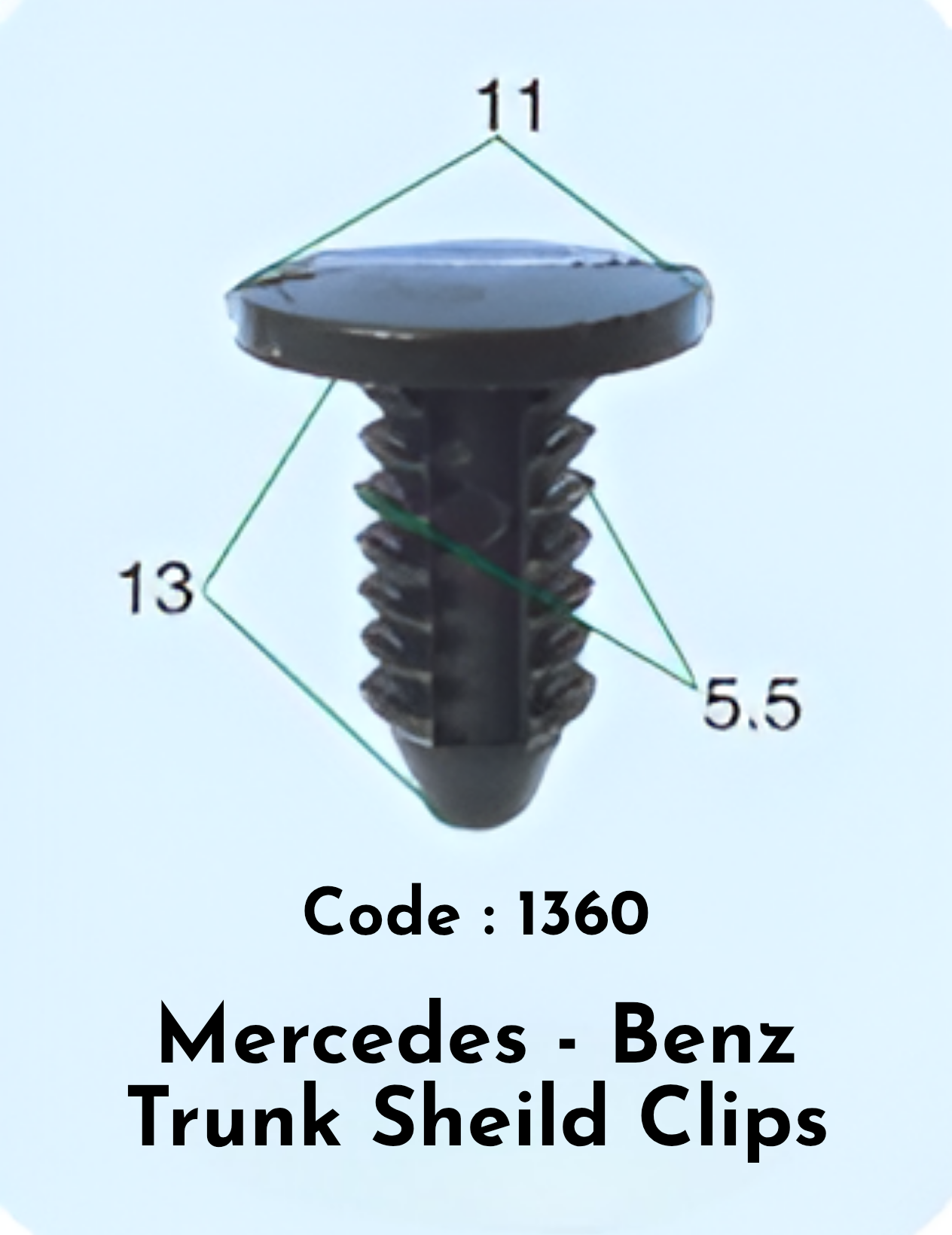 Trunk Sheild Clips (Set Of 10) Code:1360 Compatible With Mercedes Benz