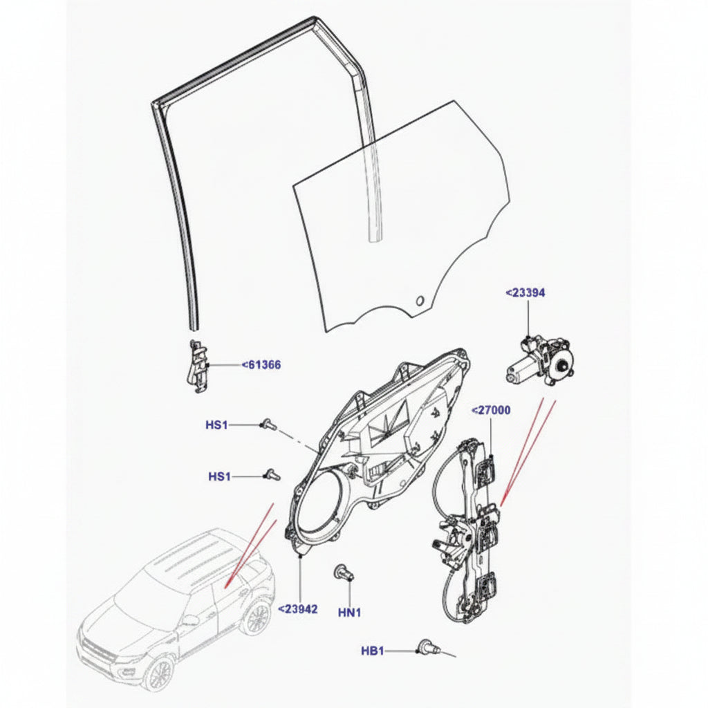 Rear Left Power Window Regulator With Motor LR026718 Compatible with LAND ROVER RANGE ROVER EVOQUE (L538)