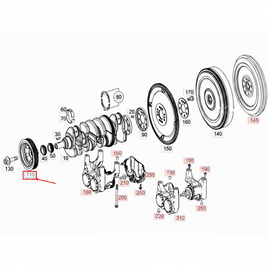 Crankshaft Pulley 2740300903 2740301203 A2740300903 A2740301203 Compatible With MERCEDES-BENZ C-CLASS (W204) & C-CLASS (W205) & E-CLASS (W212) & E-CLASS (W213) & GLC X253 Tag-CP-18