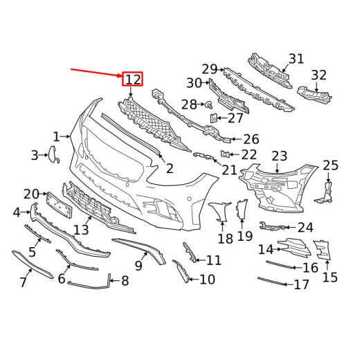 Front Bumper Lower Grille 2058856204 Compatible With MERCEDES-BENZ C-CLASS (W205) 2019 Tag-BG-101