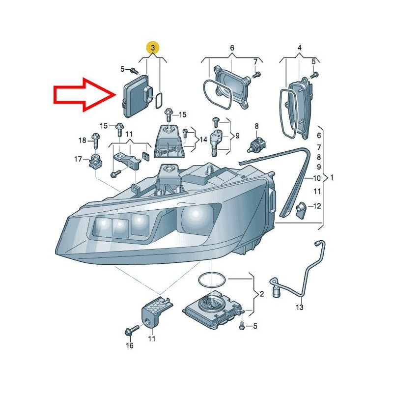 LED Headlight Daytime Running Light Module 8S0907397D  Compatible With AUDI Q2/A3