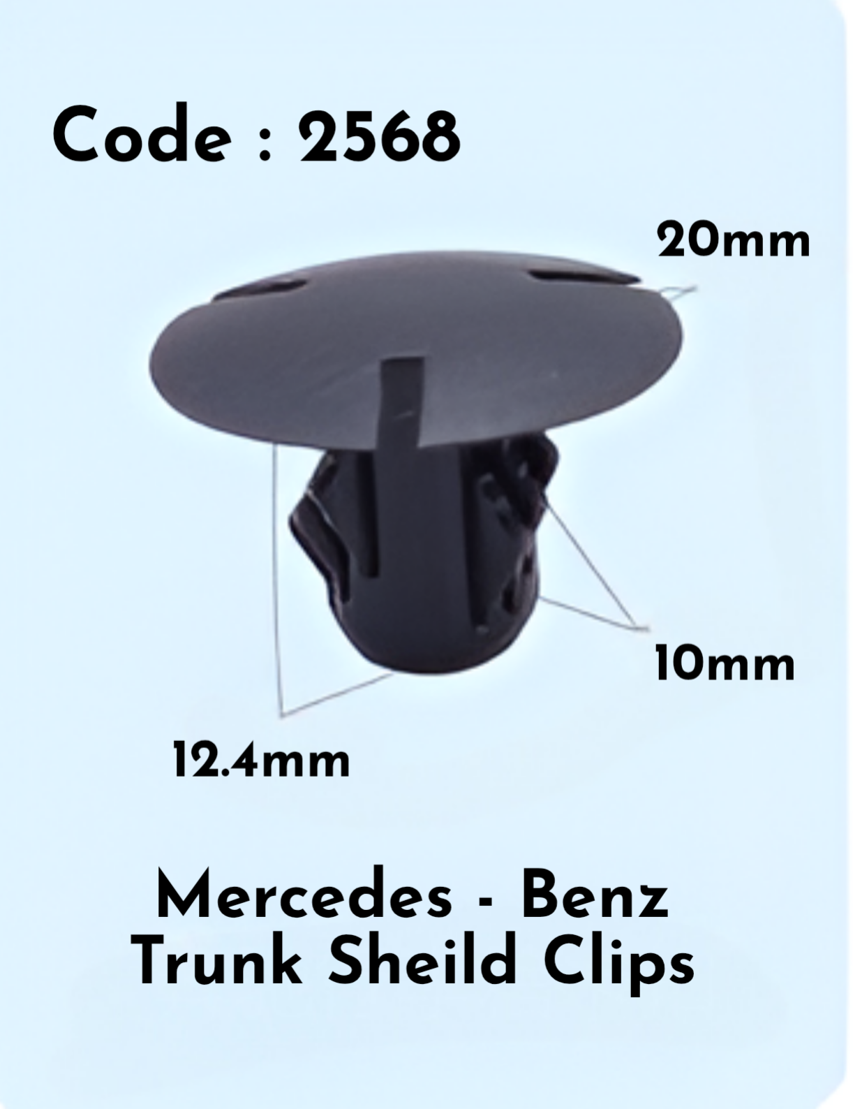 Trunk Sheild Clips (Set Of 10) Code:2568 Compatible With Mercedes Benz