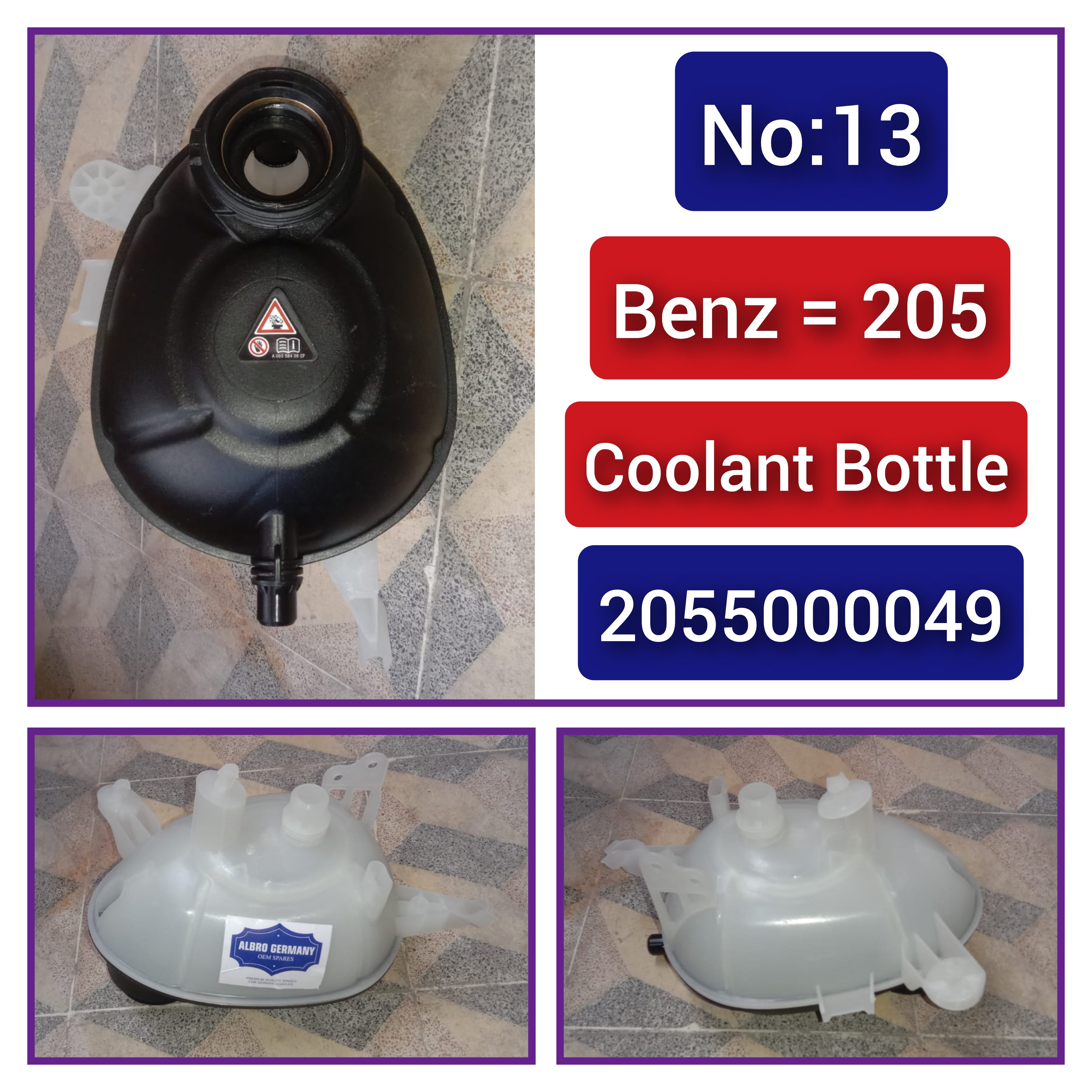 Coolant Bottle 2055000049 For MERCEDES-BENZ C-CLASS W205 Tag-B-13