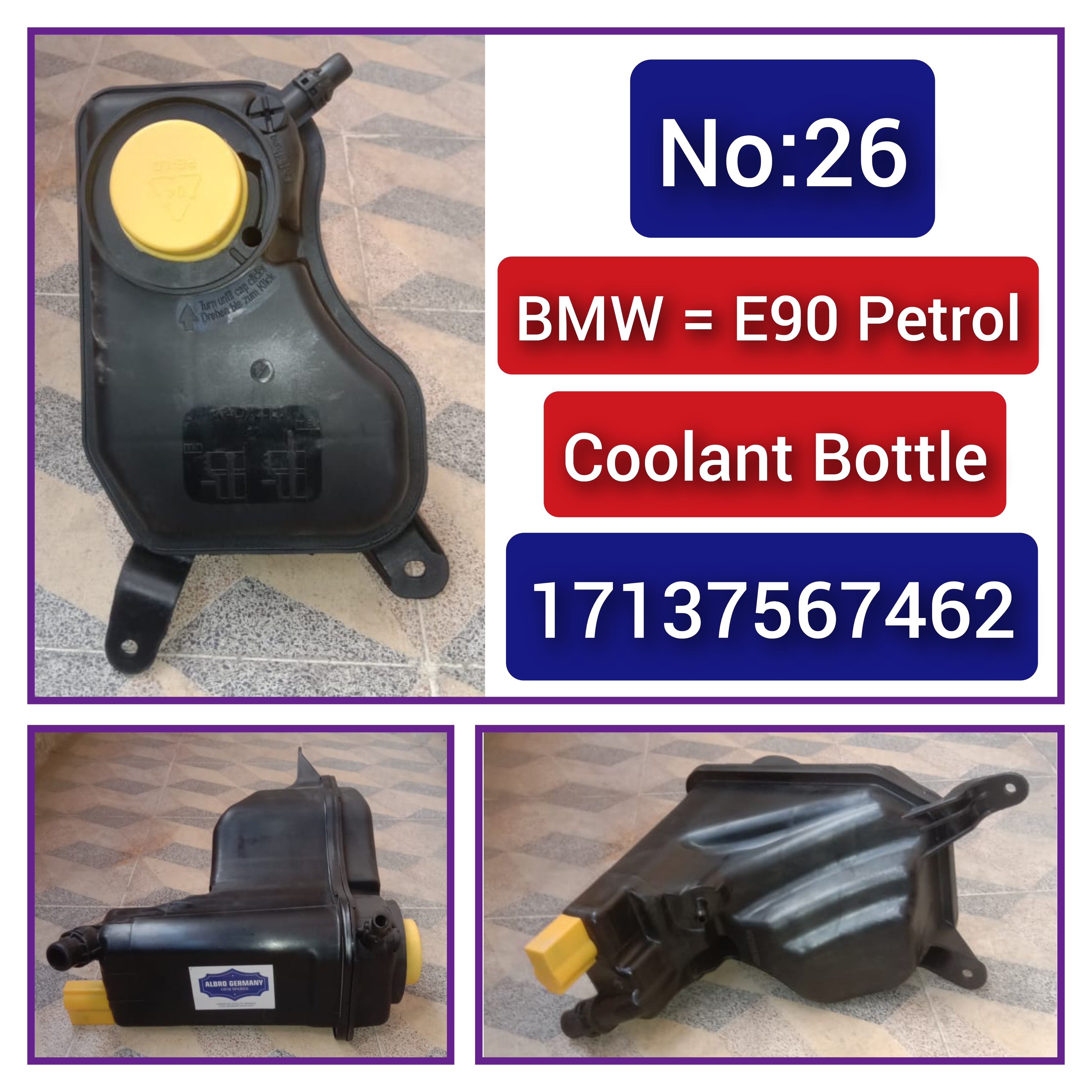 Coolant Bottle 17137567462 For BMW 3 Series E90 X1 E84 Tag-B-26