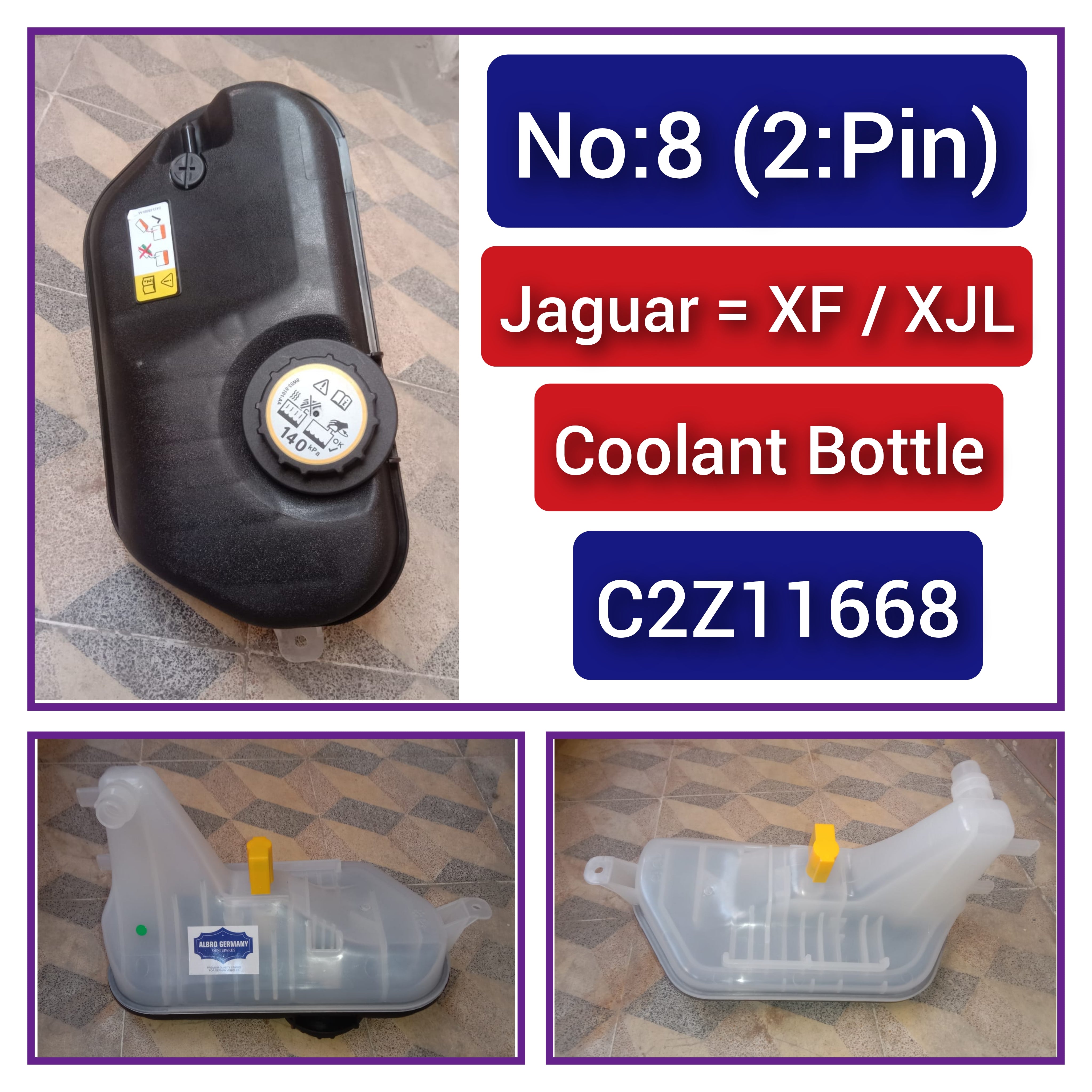 Coolant Bottle C2Z11668 For JAGUAR XF I X250 XJ X351 Tag-B-08
