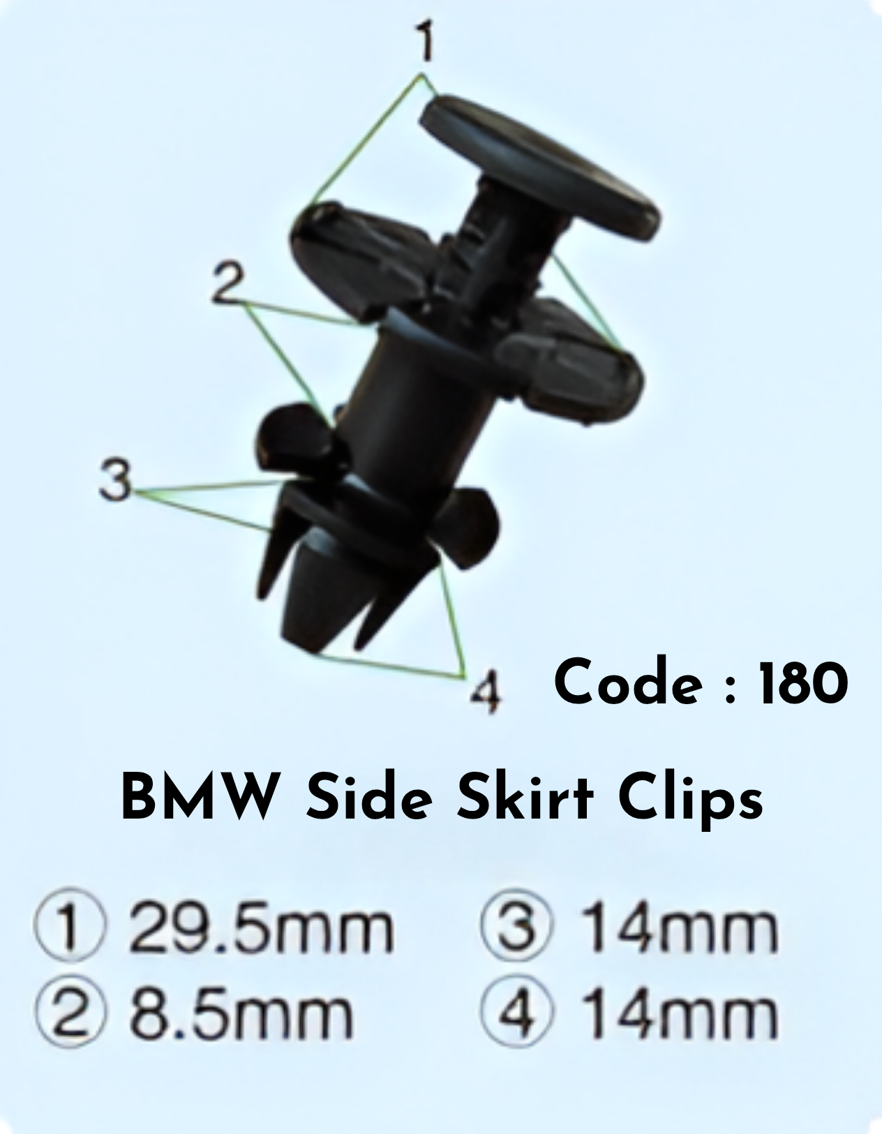 Side Skirt Clips (Set of 10) Code:180 Compatible With BMW