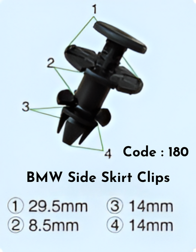 Side Skirt Clips (Set of 10) Code:180 Compatible With BMW