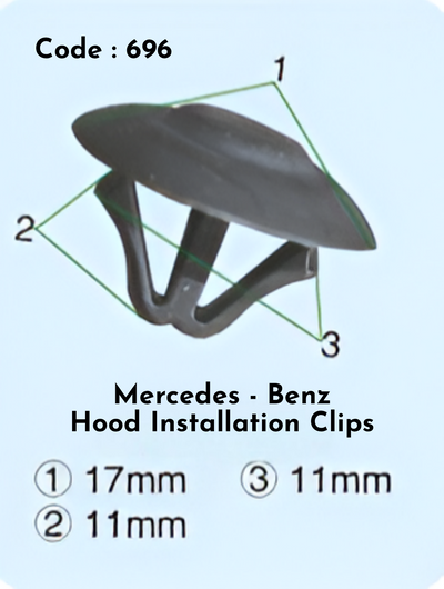 Hood Instalation Clips (Set of 10) Code:696 Compatible With Mercedes Benz