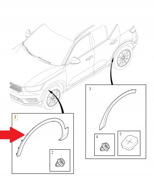 Front Left Eyebrow 31448324 & 32409188 Compatible With VOLVO XC40 (536) Tag No.103