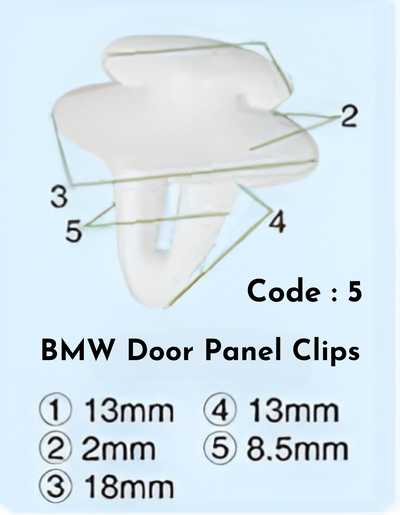 Door Panel Clips (Set of 10) Code:05 Compatible With BMW