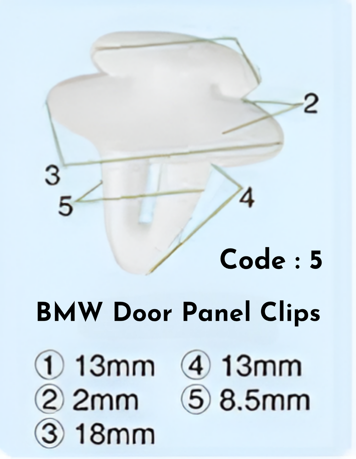 Door Panel Clips (Set of 10) Code:05 Compatible With BMW