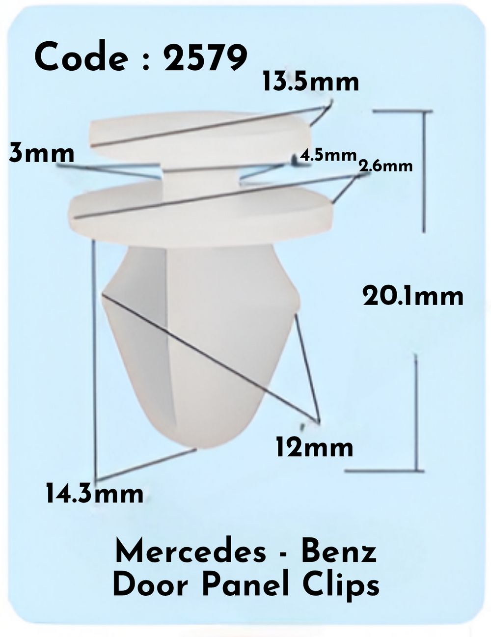 Door Panel Clips  (Set of 10) Code:2579 Compatible With Mercedce - Benz