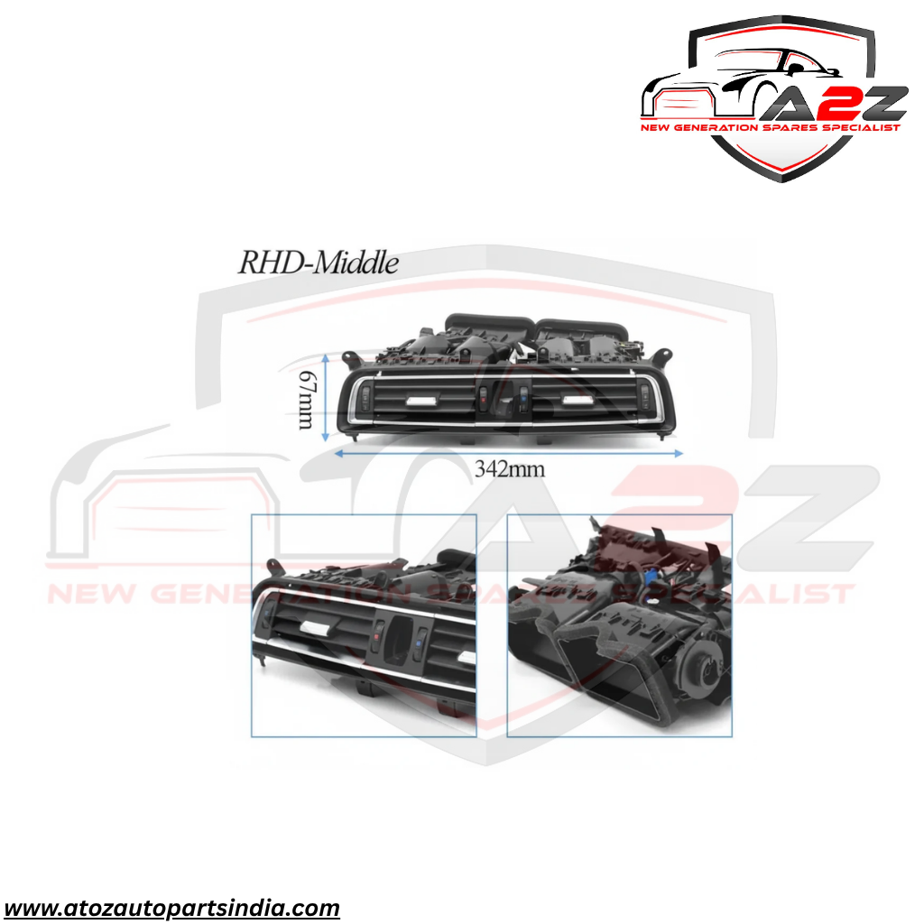 Black Ac Vent Grille Assembly Center 64229115860 & Right 64229115862 & Left 64229115861 Compatible With BMW 7 Series F01 F02 F03 F04