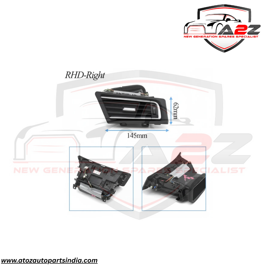 Black Ac Vent Grille Assembly Center 64229115860 & Right 64229115862 & Left 64229115861 Compatible With BMW 7 Series F01 F02 F03 F04