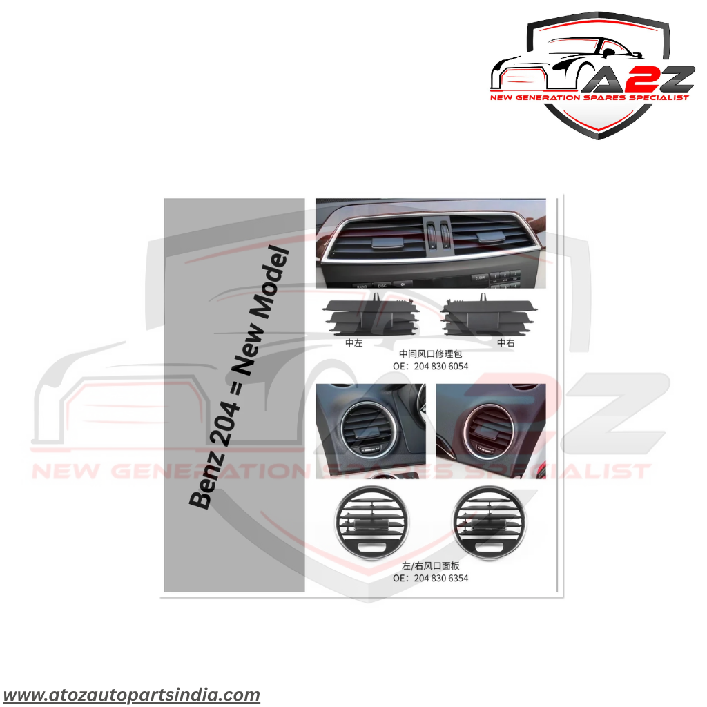 Black Ac Vent Grille Left 2048306254 -1 & Right 2048306254 -1 Compatible With MERCEDES BENZ C-CLASS W204 2007-2011