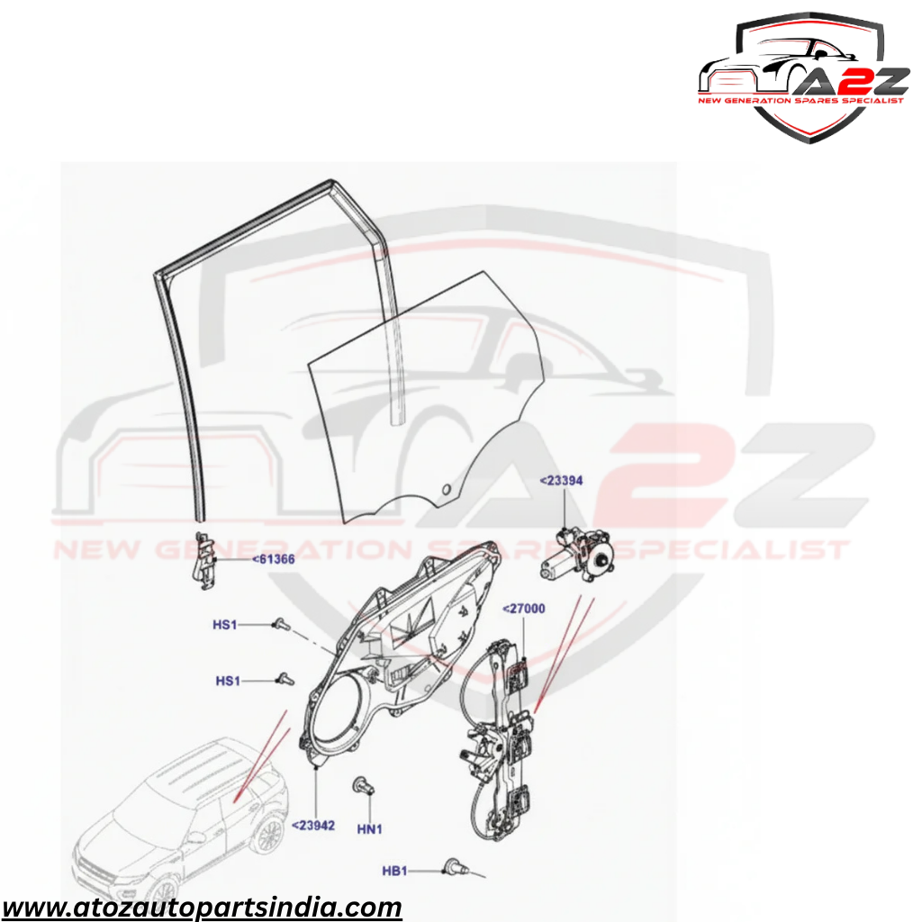Rear Left Power Window Regulator With Motor LR026718 Compatible with LAND ROVER RANGE ROVER EVOQUE (L538)