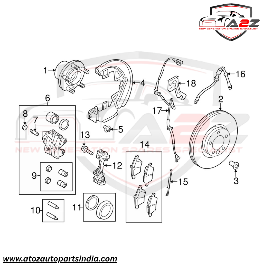 Front Left/Right ABS Wheel Speed Sensor 6G9N2B372AB LR001056 Compatible With LAND ROVER FREELANDER 2 (L359) | LR2