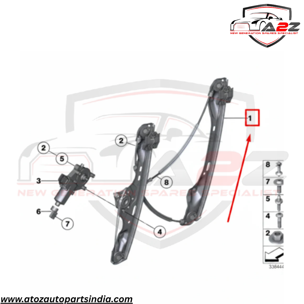Front Right Power Window Regulator 51332990386 Compatible with BMW X1 (E84)