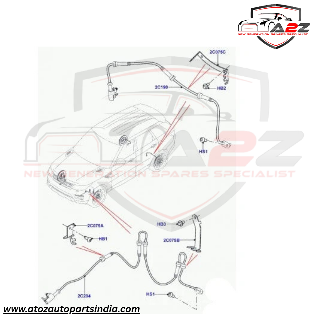 Front ABS Wheel Speed Sensor LR033461 & CPLA2C204AB  Compatible With LAND ROVER RANGE ROVER IV (L405) & RANGE ROVER SPORT II (L494)