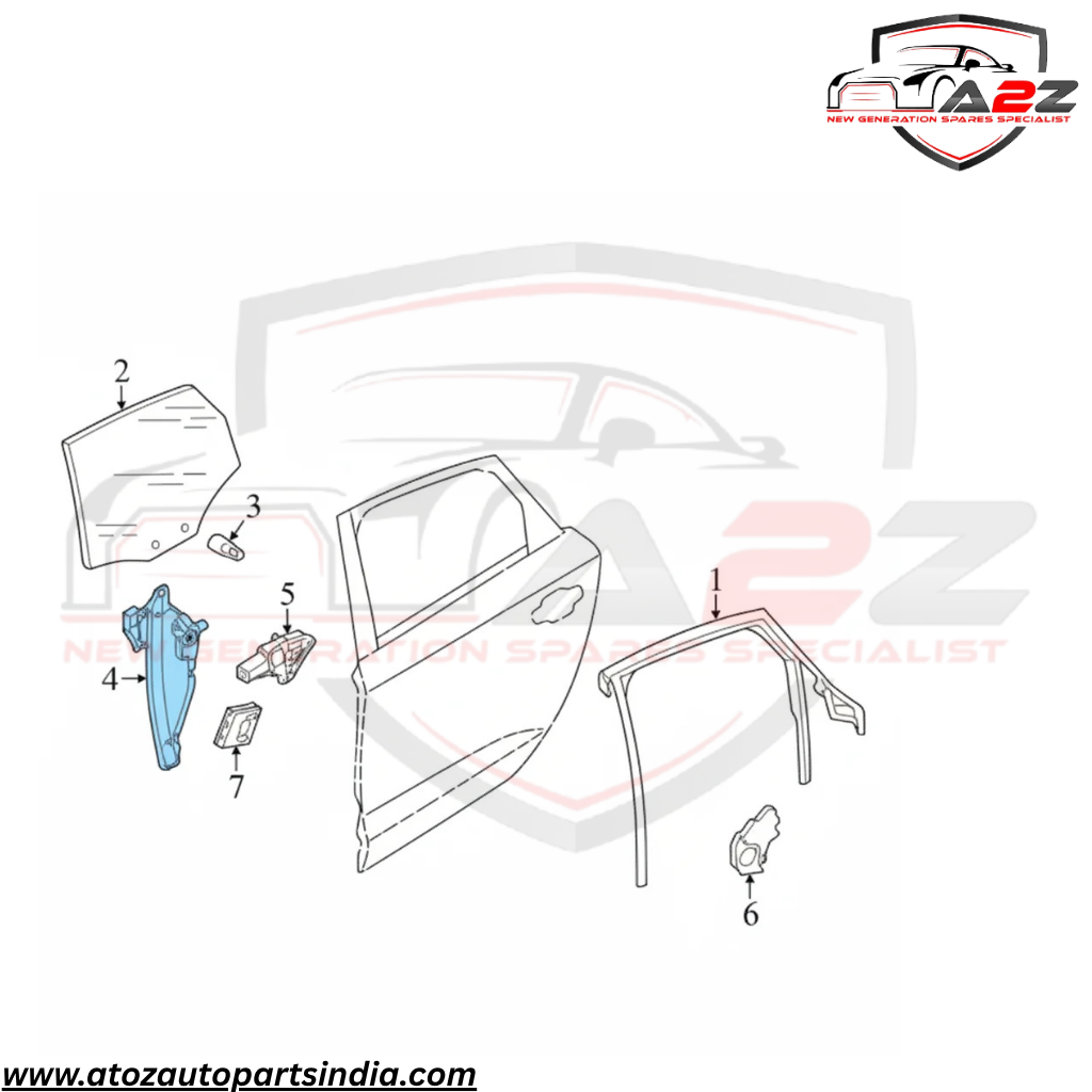 Rear Right Power Window Regulator 4G0839462 Compatible with AUDI A6 C7 (4G2, 4GC) | A6 / S6
