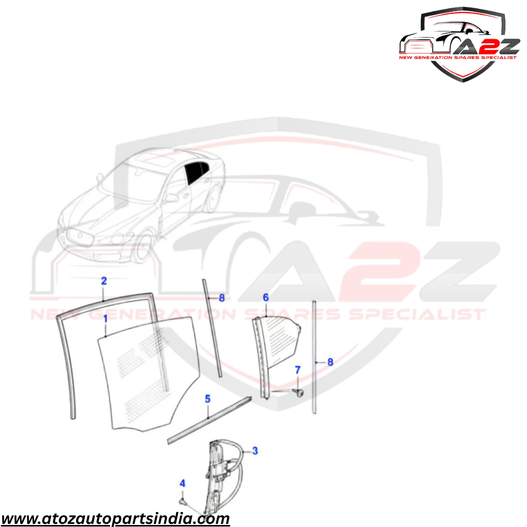Rear Left  Power Window Regulator With Motor C2Z26992 Compatible with JAGUAR XF I (X250)