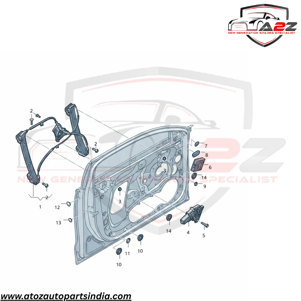 Front Right  Power Window Regulator 4G0837462 Compatible with AUDI A6 C7 (4G2, 4GC) | A6 / S6