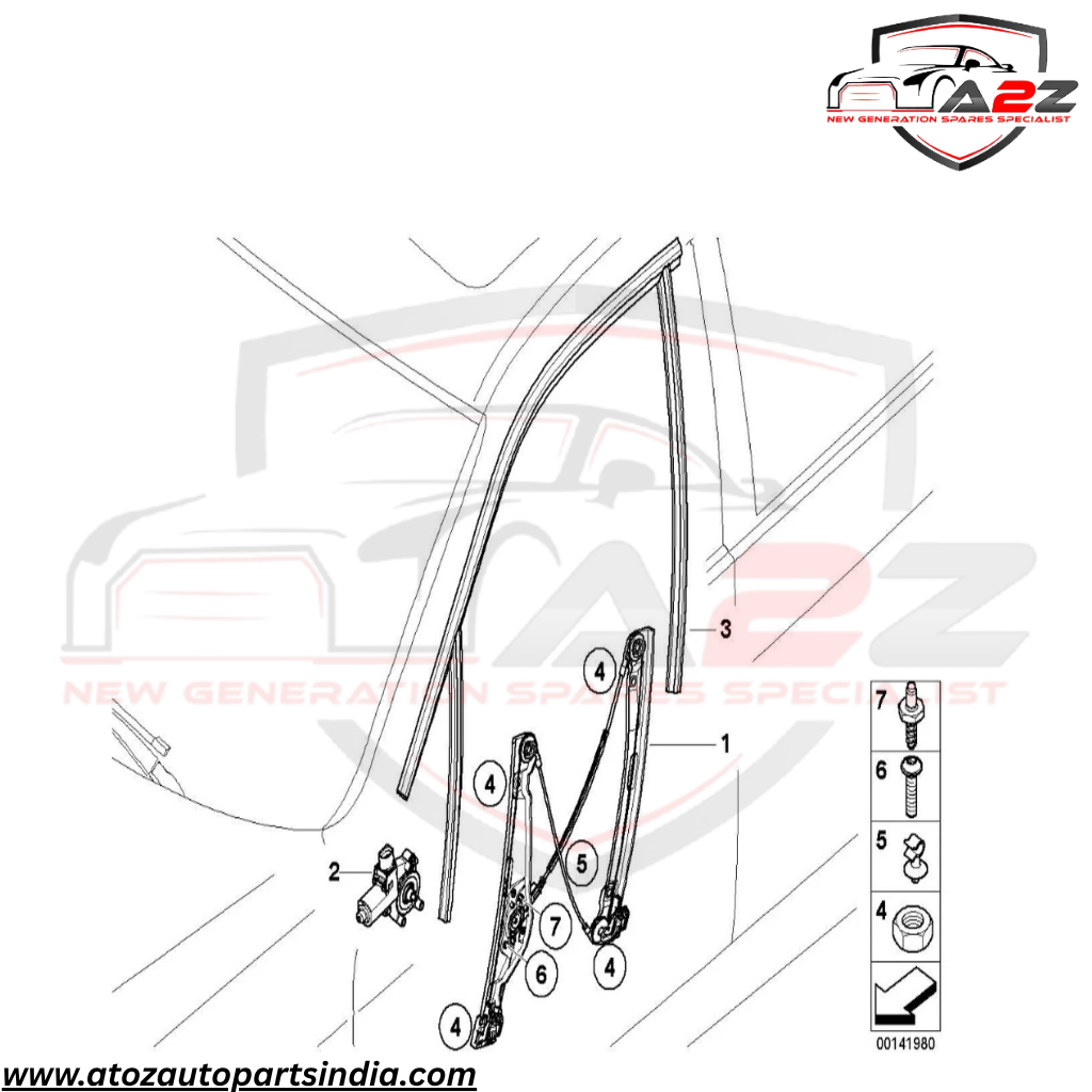 Front Left  Power Window Regulator 51337140587 Compatible with BMW 3  Series (E90)